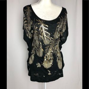 Black & Gold Leaf Oversized Shirt
